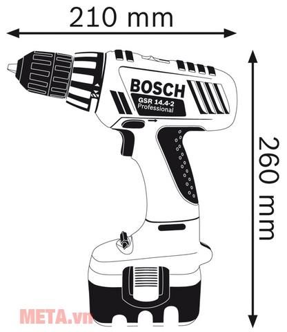 hoan vặn vít dùng pin Bosch GSR 14,4-2 có kích thước nhỏ gọn, dễ dàng mang theo.