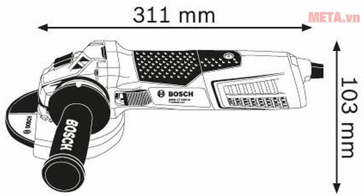 Máy mài góc Bosch GWS 17-150 CI với kích thước nhỏ gọn.